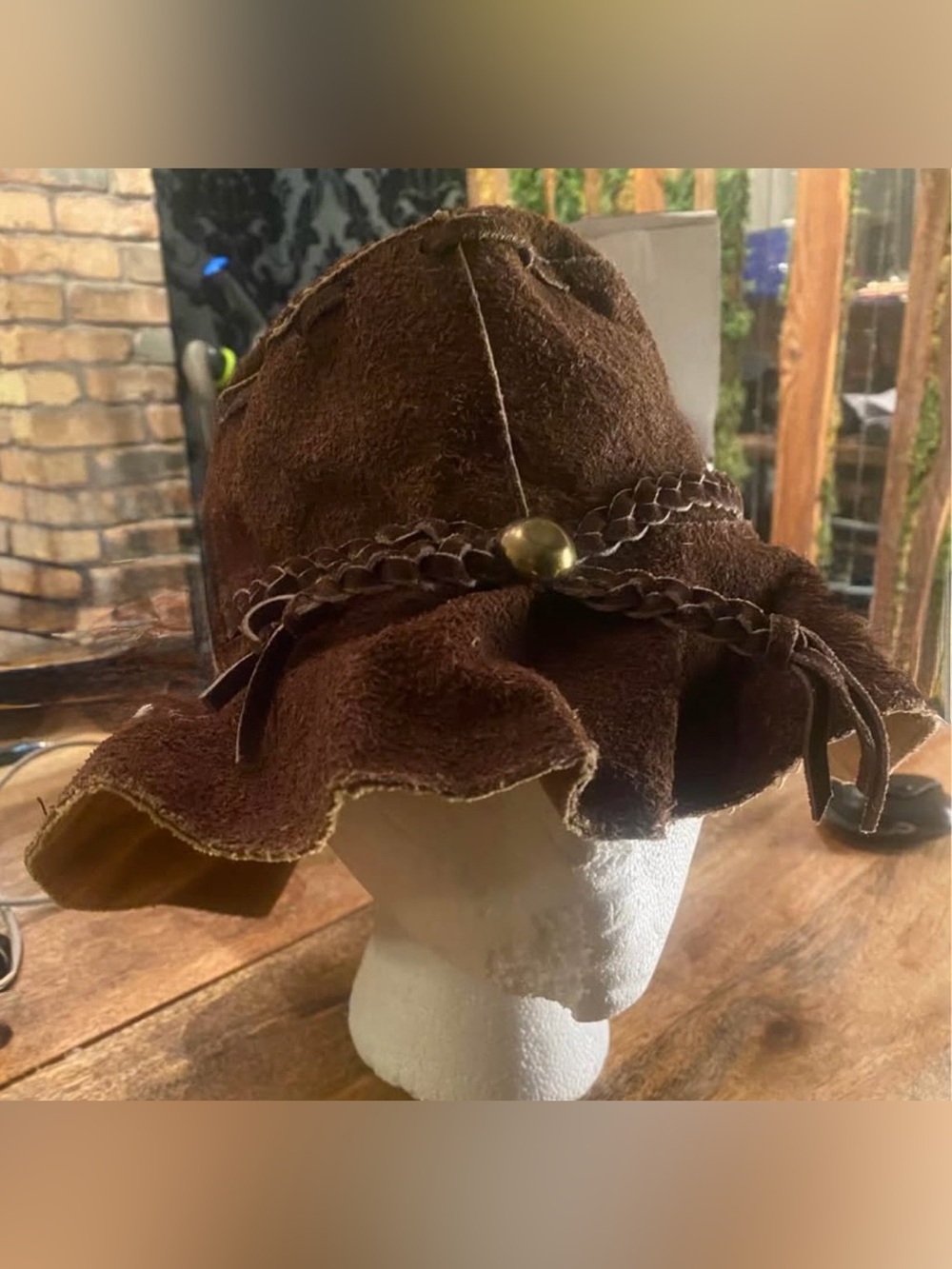 Rare vintage hippie suede bucket hat